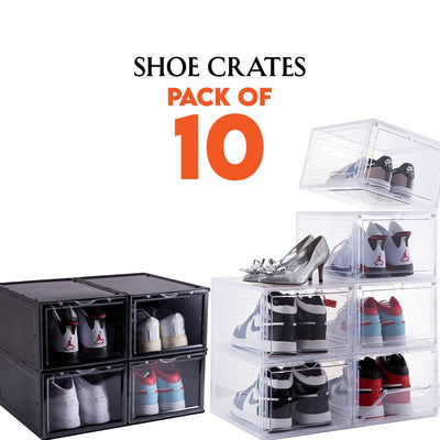 STACK'EM Stackable Shoe Crate Boxes Magnetic Side Drop | Clear Black - Sneakyear - Crate