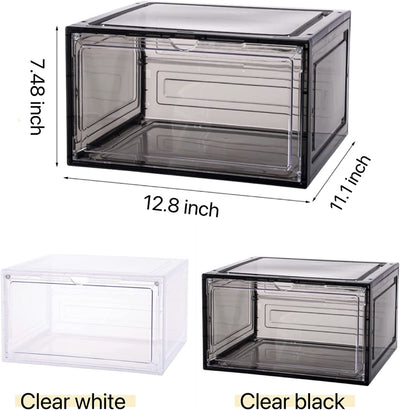 STACK'EM Stackable Shoe Crate Boxes Magnetic Side Drop | Clear Black - Sneakyear - Crate