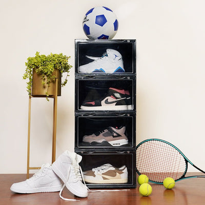 STACK'EM Stackable Shoe Crate Boxes Magnetic Side Drop | Clear Black - Sneakyear - Crate