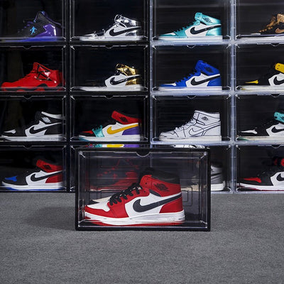 STACK'EM Stackable Shoe Crate Boxes Magnetic Side Drop | Clear Black - Sneakyear - Crate