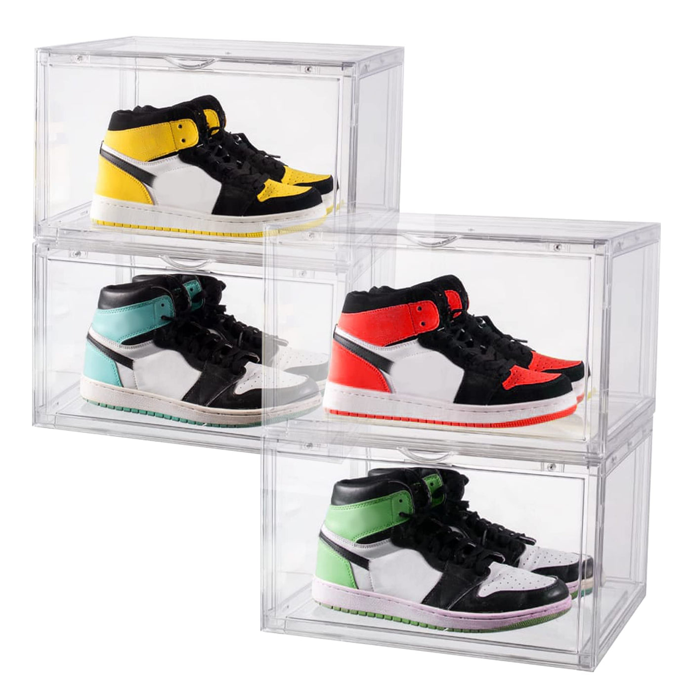 STACK'EM Stackable Shoe Crate Boxes Magnetic Side Drop | Clear White - Sneakyear - Crate