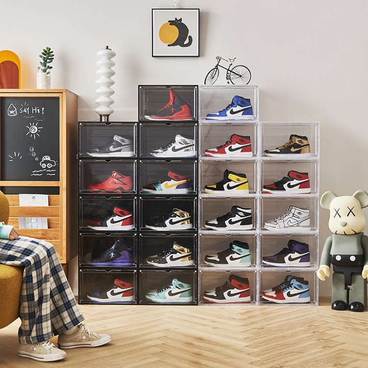 STACK'EM Stackable Shoe Crate Boxes Magnetic Side Drop | Clear White - Sneakyear - Crate