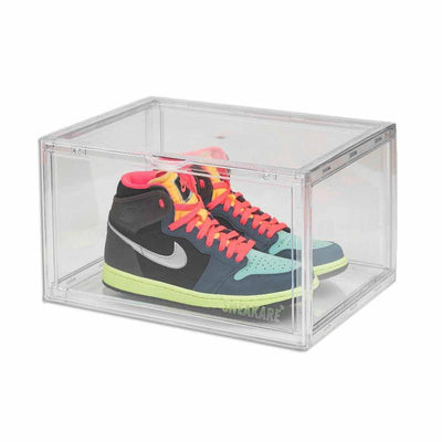 STACK'EM Stackable Shoe Crate Boxes Magnetic Side Drop | Clear White - Sneakyear - Crate