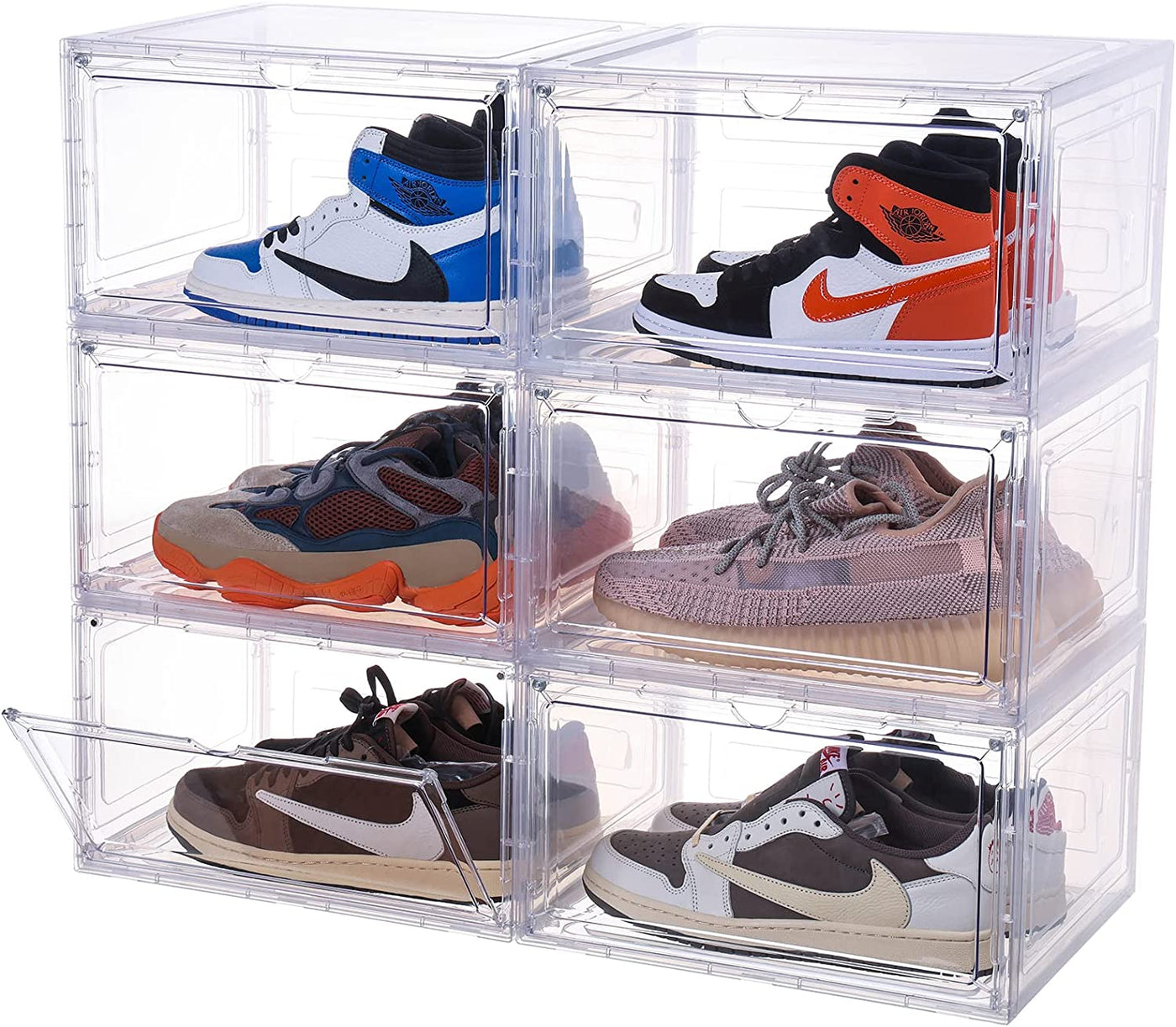 STACK'EM Stackable Shoe Crate Boxes Magnetic Side Drop | Clear White - Sneakyear - Crate