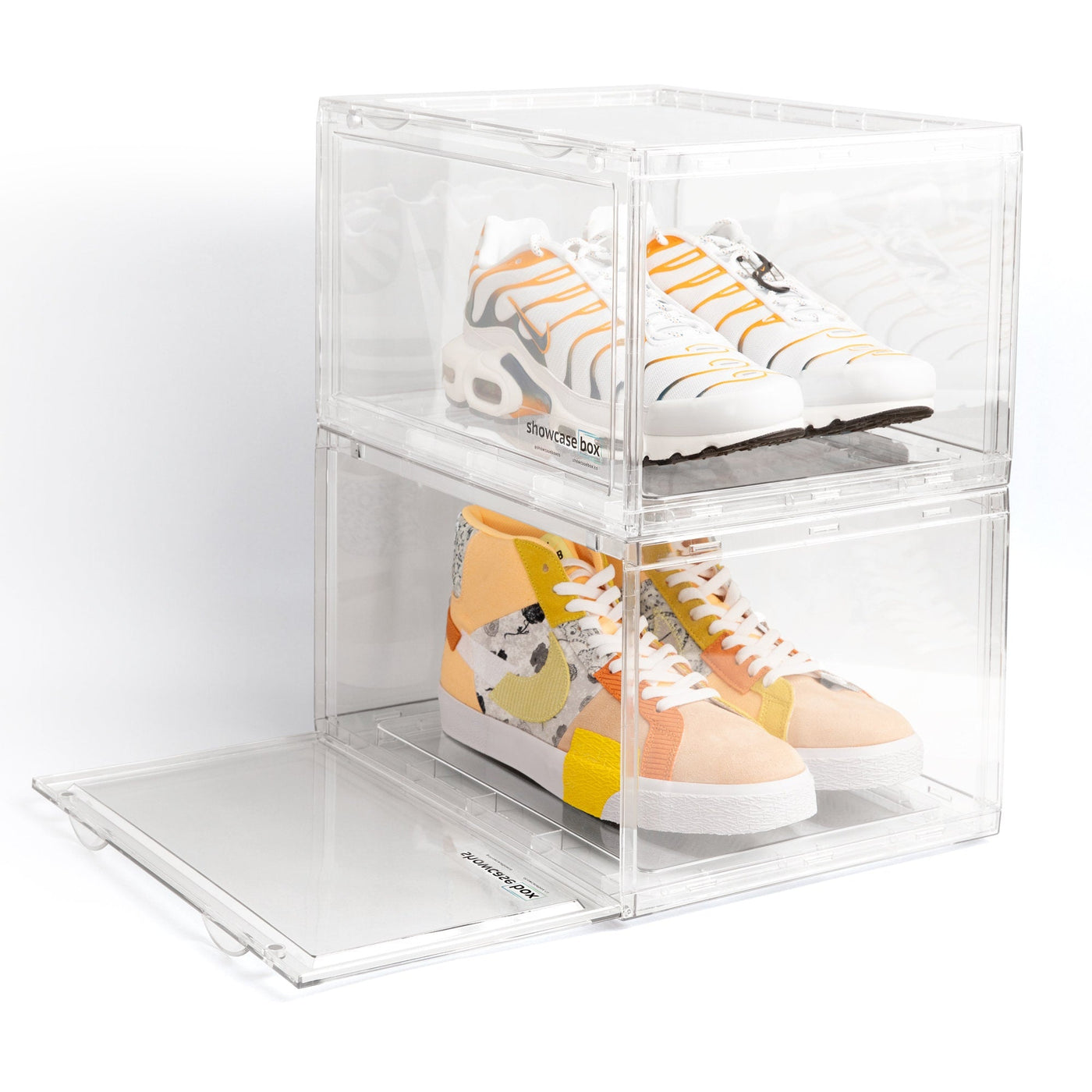 STACK'EM Stackable Shoe Crate Boxes Magnetic Side Drop | Clear White - Sneakyear - Crate