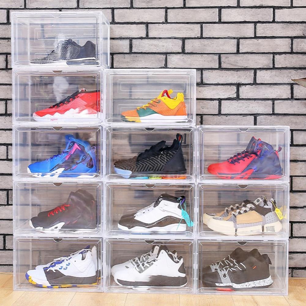 STACK'EM Stackable Shoe Crate Boxes Magnetic Side Drop | Clear White - Sneakyear - Crate