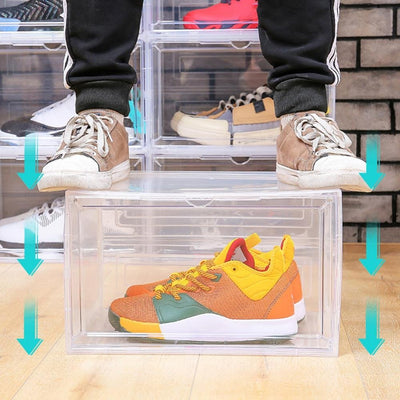 STACK'EM Stackable Shoe Crate Boxes Magnetic Side Drop | Clear White - Sneakyear - Crate