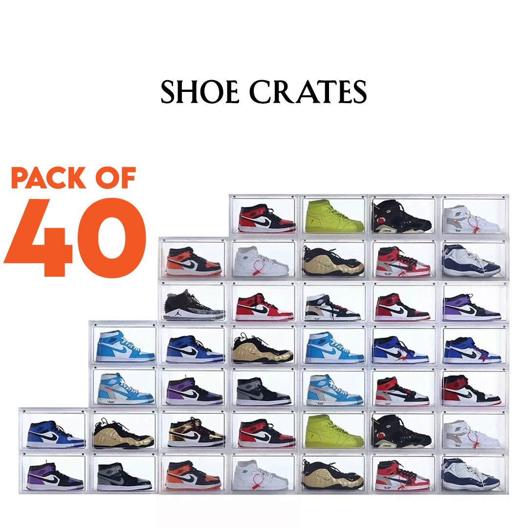 STACK'EM Stackable Shoe Crate Boxes Magnetic Side Drop | Clear White - Sneakyear - Crate